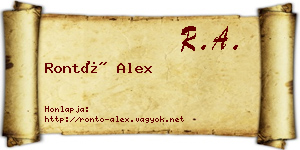 Rontó Alex névjegykártya
